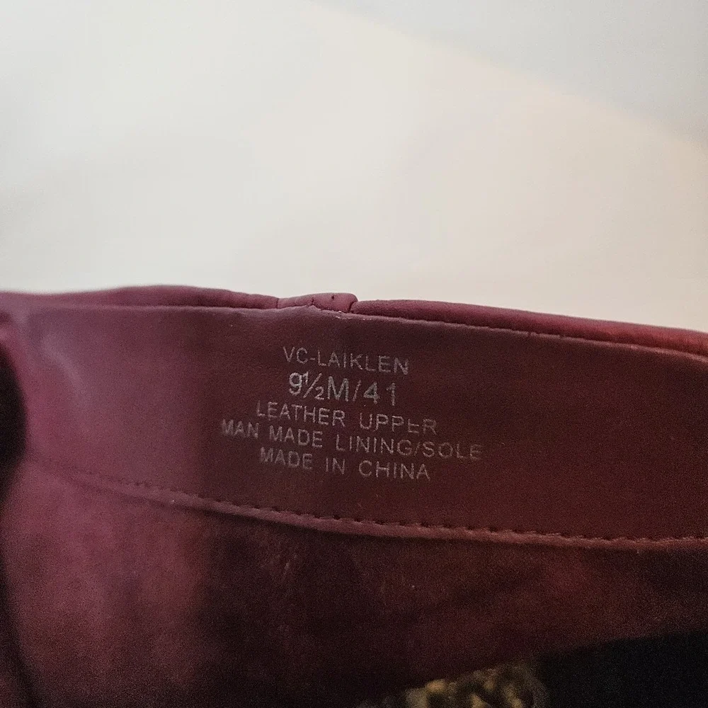 Vince Camuto Burgundy Ankle Boot Sz 9.5 Leather Zipper Professional Block Heel